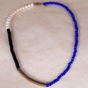 VANITIES ROYAL BLUE, WHITE & BLACK EVENING NECKLACE | WOMENS